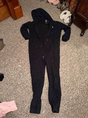 Onepiece Black Hooded Footie Jumpsuit